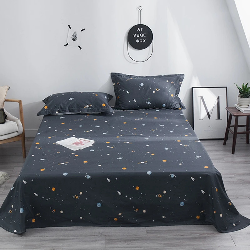 

Bed Sheet With Pillowcase Single Double Queen Bed Linen Cotton Reactive Printed Flat Sheet Set Bedding Sheet Sets Pillow case#sw
