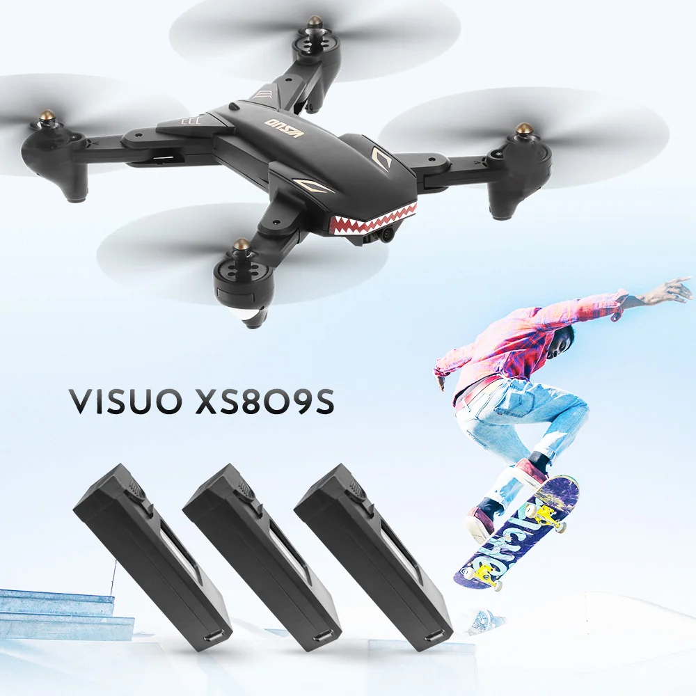 VISUO XS809S 2.0MP Wifi Faltbare Drohne Höhe halten Quadcopter mit 3 Batterien