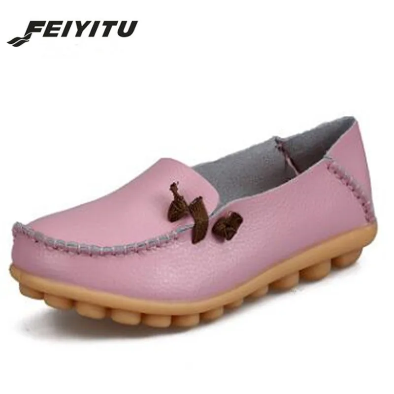 Женские лоферы на плоской подошве feiyitu повседневные из натуральной кожи мягкой
