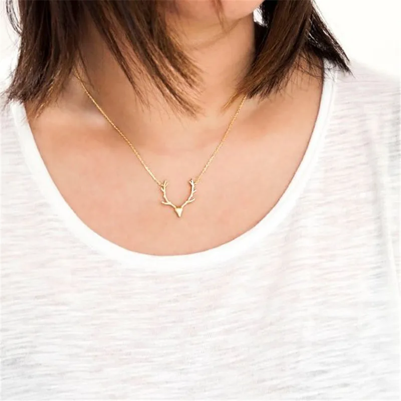 Fashion Boho Deer Antlers Choker Chain Necklace Pendant Fashion Jewelry UK H9 
