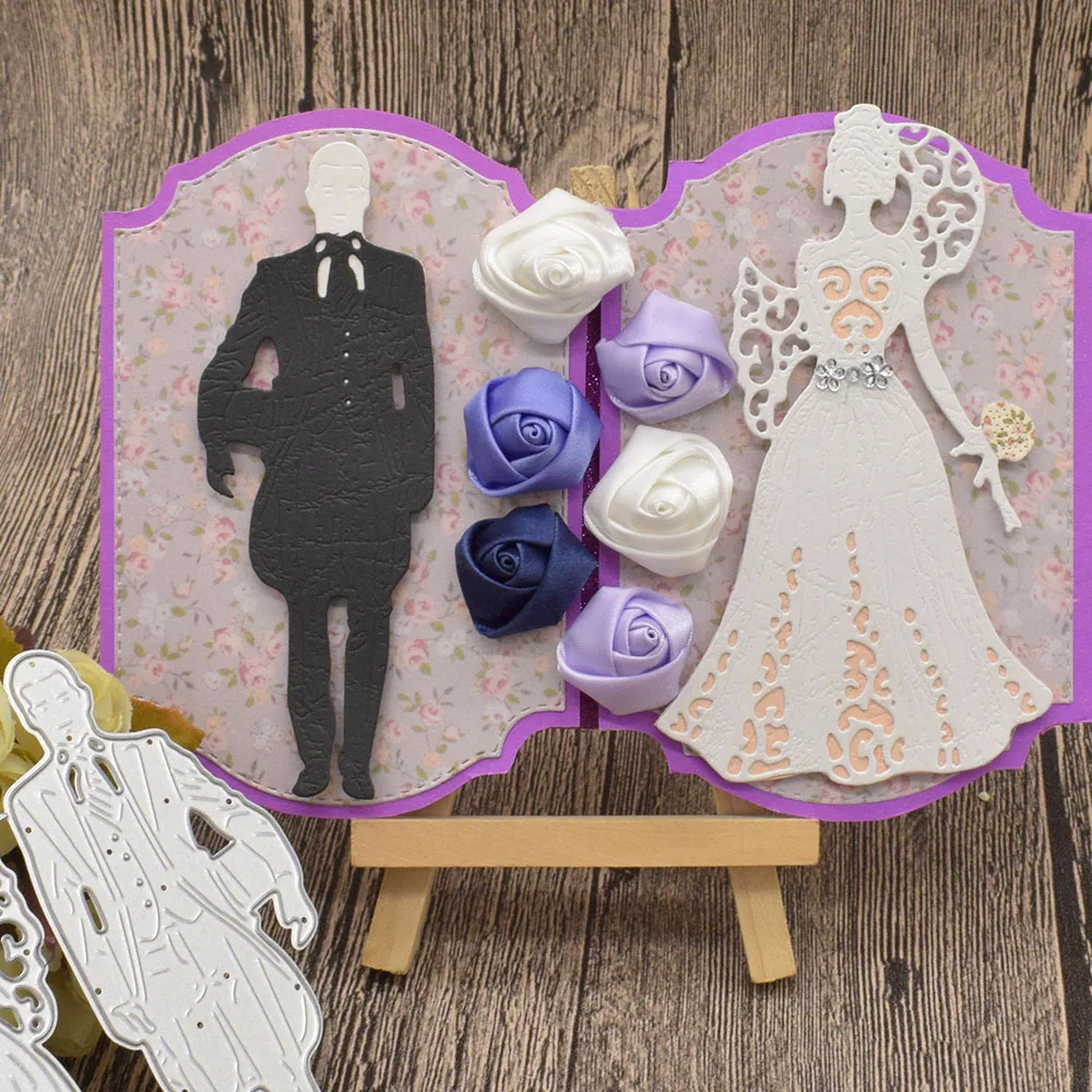 

Bride and Groom Metal Cutting Dies For Scrapbooking DIY Wedding Card Album Decorative Embossing Craft Dies