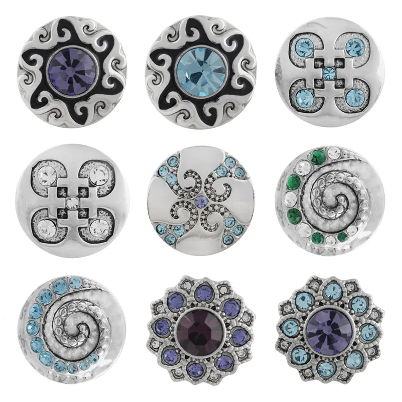 

Partnerbeads Wholesale Blue Rhinestone Snap Button 18mm Fit Woman Bracelet Charms Snaps Jewelry OEM ODM Drop Shipping KC5536