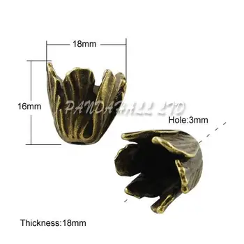 

Tibetan Style Bead Caps, Lead Free and Nickel Free, Flower, Antique Bronze, 16x18x18mm, Hole: 3mm