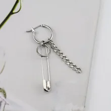 

1pcs 2018 new Stainless Steel Safety Pin Geometry Chain bts Earrings Irregular Earrings For Fashion Women and men Jewelry