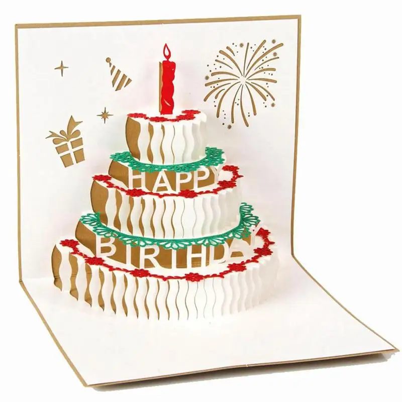 

3D Pop Up Birthday Cards Creative Birthday Greeting Card (Gold)