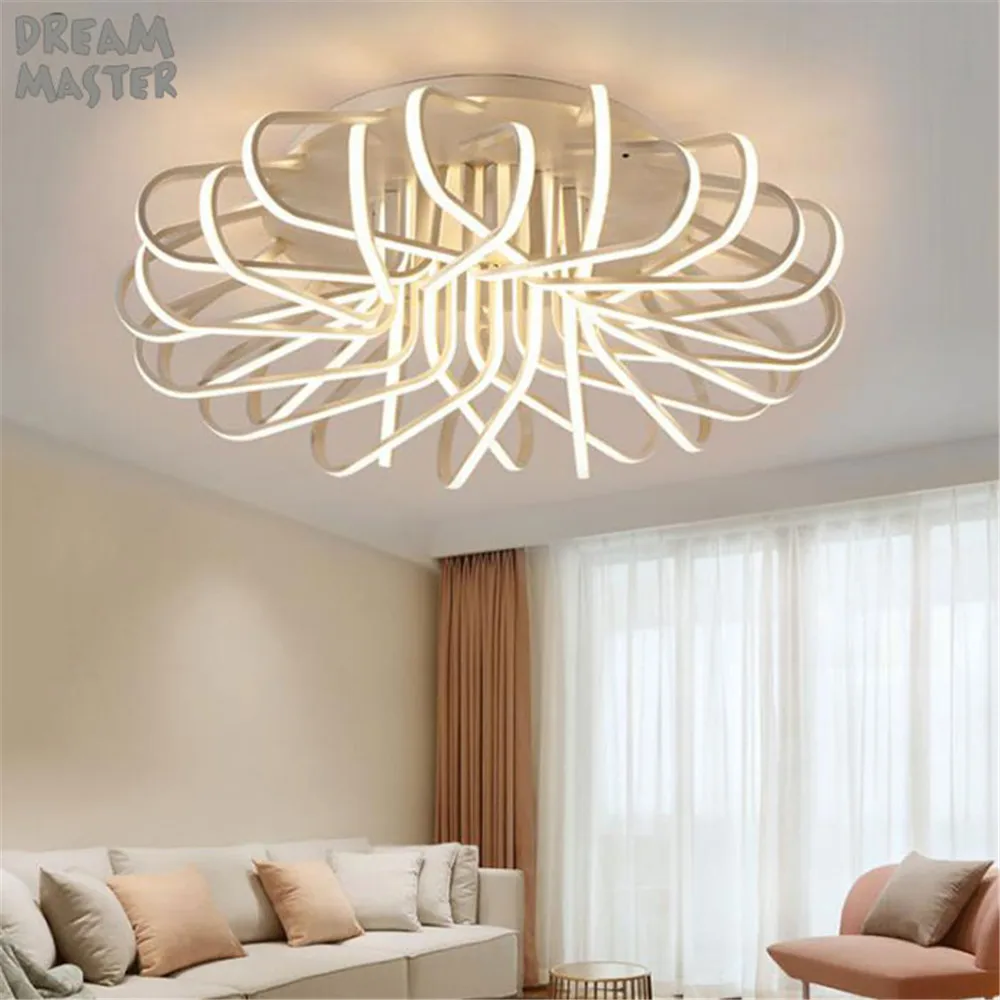 

Modern Led Chandelier Rings Circle Ceiling mounted LED Chandelier Lighting For Living room Dining room Kitchen matte white lamp