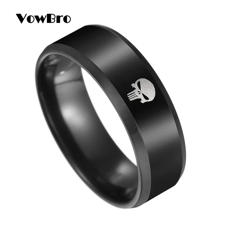 

VowBro Fashion Charm Jewelry men Skull Ring Titanium Black Rings For Women