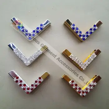 

10pcs 25mm Czech Crystal Rhinestone Flag Tips Metal Book Corner Protectors Gold Silver Tone For DIY Browband Garment Accessories