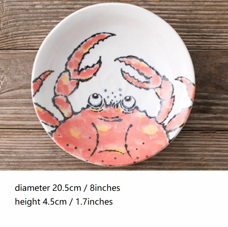 20.5cm plate 1 шт. японская керамика для супа риса чаша Высококачественная тарелка Краб узорные под глазурью Сделано в Японии - Цвет: 20.5cm plate