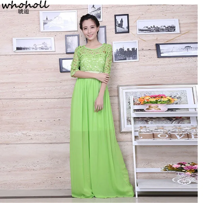 

WHOHOLL 2019 Elegant Summer Women Dress Solid Color Long Maxi Dress Women Boho Beach Party Sundress Vestidos Women Loose Dress