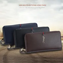 Nouvelle Arrivée Hommes Portefeuilles Longue Conception PU Cuir Homme Porte-Monnaie 3 Couleurs Grande Capacité Zipper Carteira Mâle Embrayage Sacs