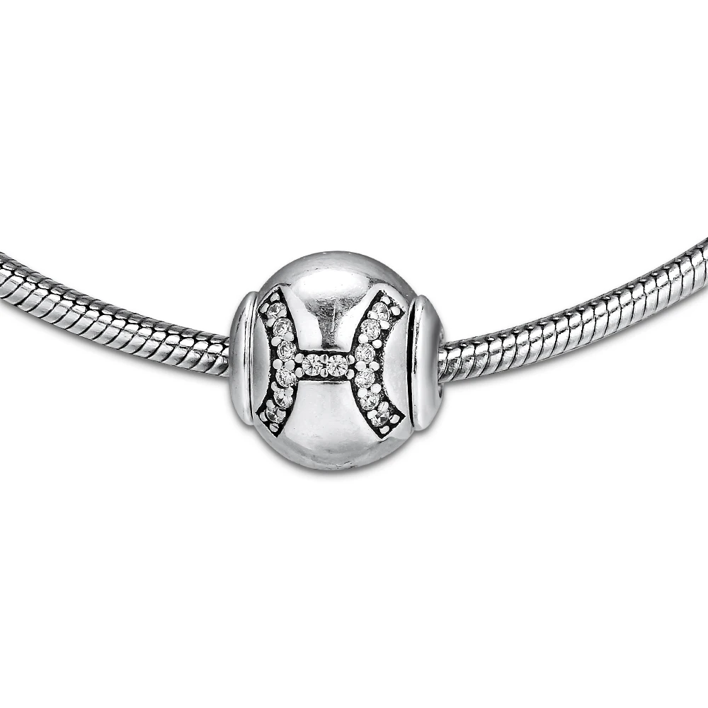 

Fits for Pandora Essence Bracelets Pisces Charms With Clear Cubic Zirconia 100% 925 Sterling Silver Beads Free Shipping