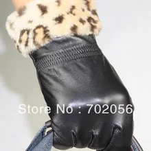 Зимние женские леопардовая расцветка Пояса из натуральной кожи Перчатки кожа Перчатки 10 пар/лот#3129