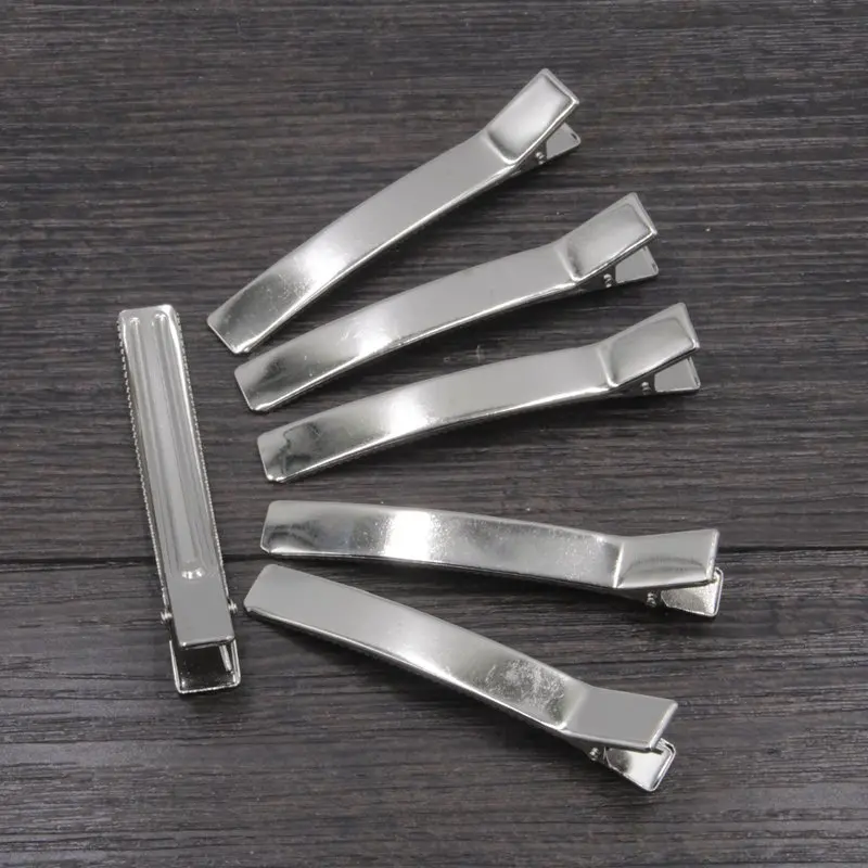 50/100PCS New Coming 78mm Double Prong DIY Silver Flat Metal Alligator