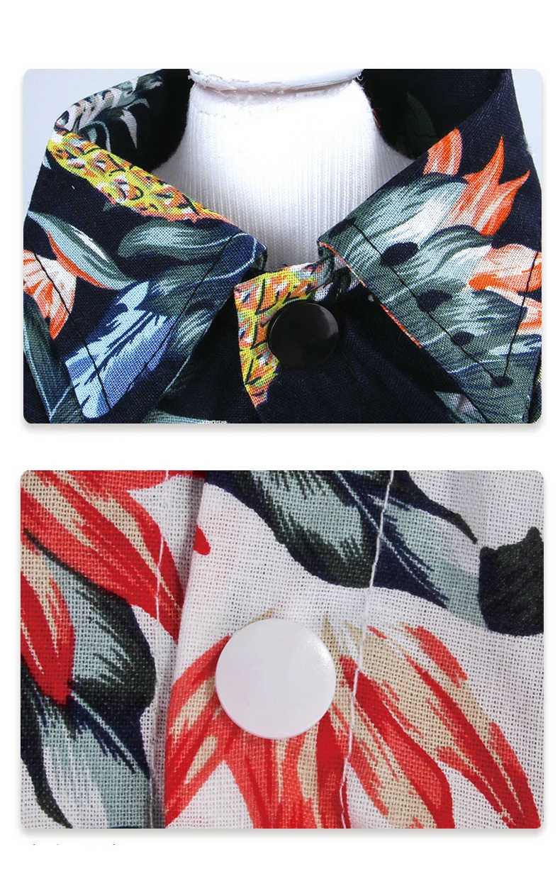 Dog Shirts Cotton Spring Summer Pet Clothes Thin Breathable Beach Hawaiian T Shirt For Small Dogs Chihuahua Poodle Cats Vests (5)