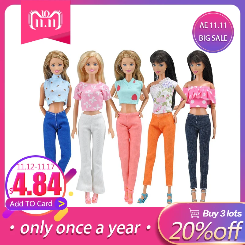 

LeadingStar Doll Clothes 5 Sets of T-shirt and Pants Fashion Daily Wear for Dolls