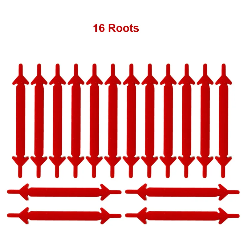 Новинка, 1 комплект(16 шт.) шнурки для ленивых шнурков, шнурки с пряжкой, плоские квадратные головы, браслет, парусиновая спортивная обувь для отдыха, силиконовая эластичная обувь - Цвет: 13 Red