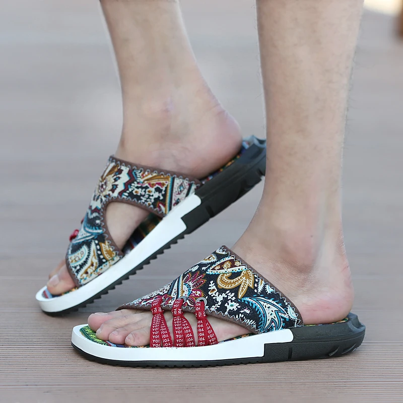 flower summer mixed colors men slippers desinger outdoor sandals camouflage casual shoes pants male leisure moccasins for men (58)