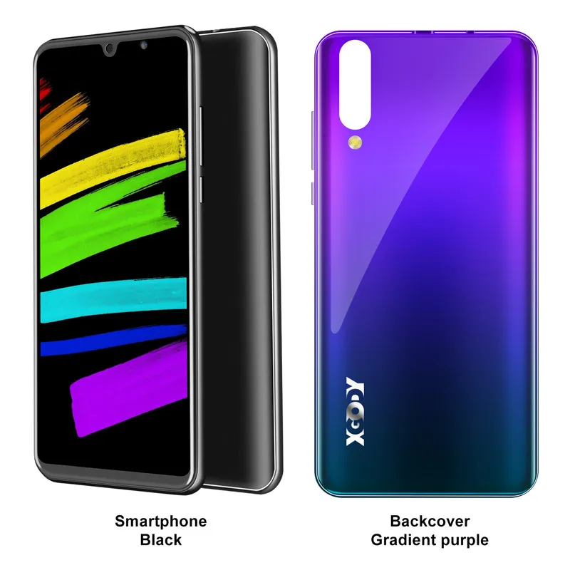 XGODY P30 3g смартфон " 18:9 Android 9,0 2 Гб ОЗУ 16 Гб ПЗУ MTK6580 четырехъядерный процессор две sim-карты 5 Мп камера 2800 мАч gps WiFi мобильный телефон - Цвет: Black add purple cas