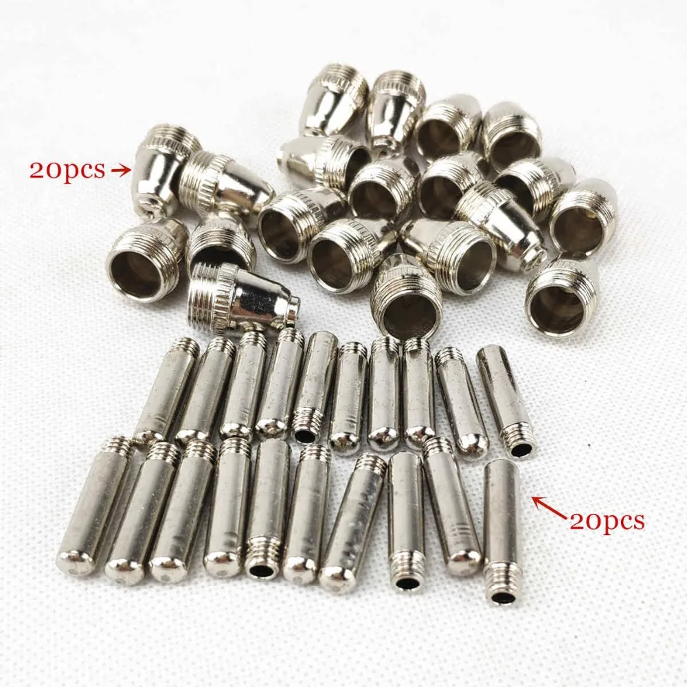 40pcs AG60 Plasma Cutting Torch Consumable SG55 Plasma Cutter Kit 60A AG-60 Plasma Torch Tip Electrode Nozzle