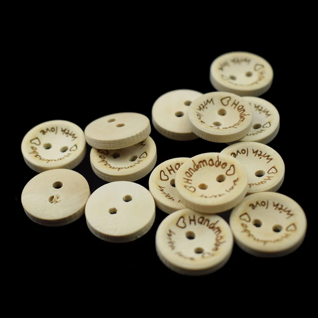 Wood Sewing Buttons Scrapbooking Handmade  Wooden Buttons Handmade Love  20mm - 50pcs - Aliexpress