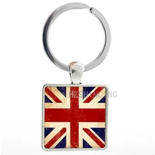 Vintage Union Jack keychain England Banner reat Britain United Kingdom Flag keyring men women charms UK Flag key chain AA102