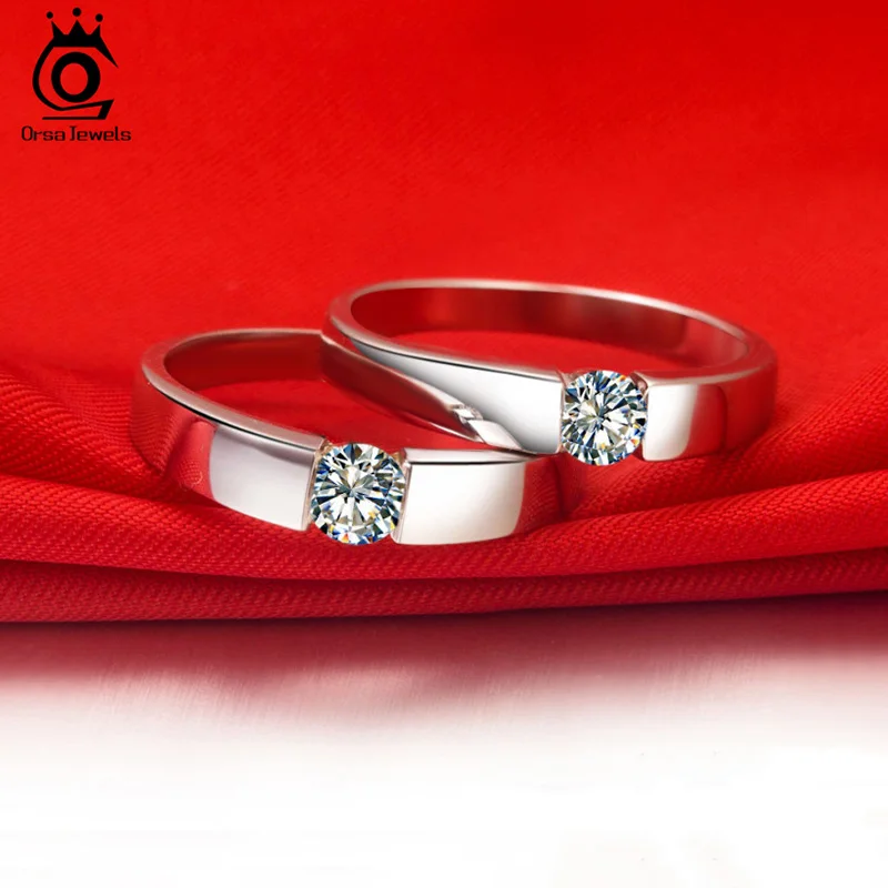 ORSA JEWELS популярная модель серебряного кольца с прозрачным AAA класса CZ Горячая без содержания свинца и никеля кольцо для женщин и мужчин OR03
