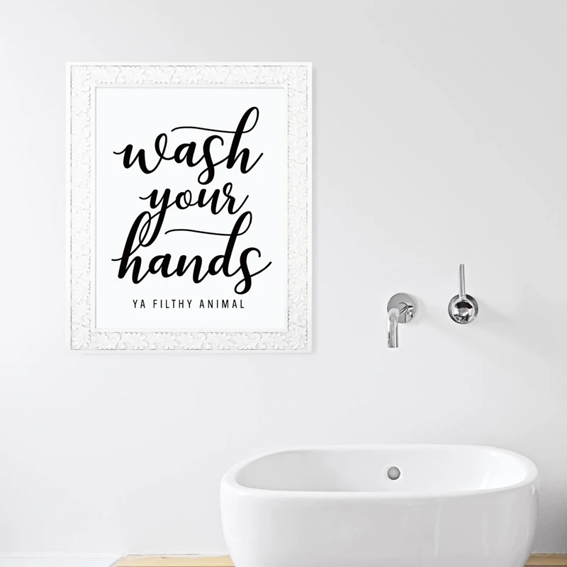 Wash Your Hands Print Bathroom Decor