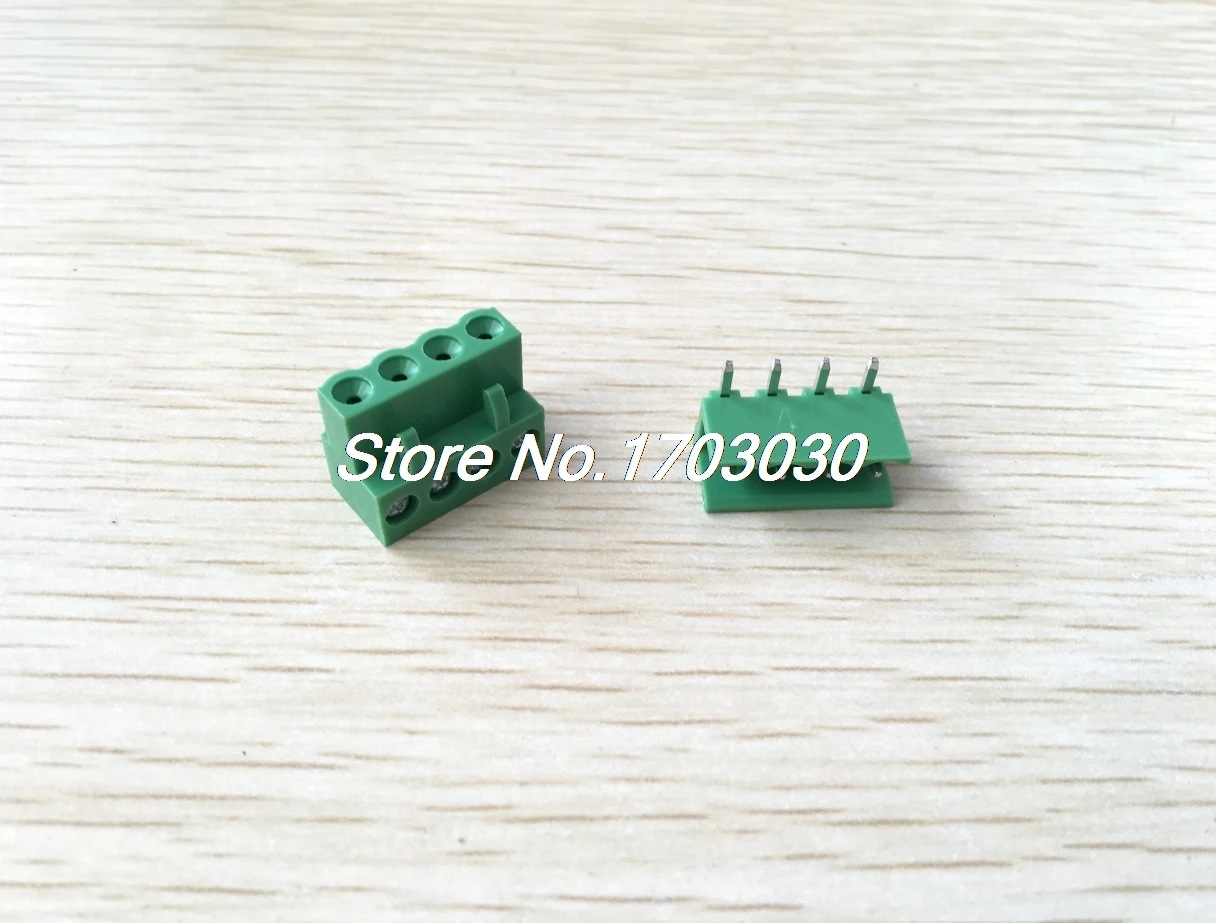 

10 Pcs 300V 10A Single Row 4 Positions Pluggable Terminal Block Oliver Green