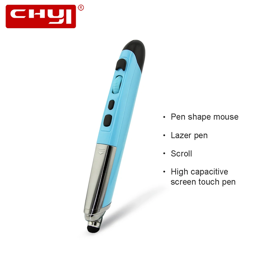 CHYI Wireless Laser Pen Mouse Ergonomic 2.4G 800/1200/1600DPI Silicone
