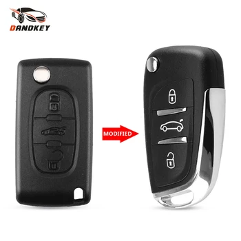 

Dandkey 2/3 Buttons Modified Filp Folding Remote Car Key Shell For Peugeot 307 408 308 Entry Key Fob Case VA2/HU83 Blade CE0536