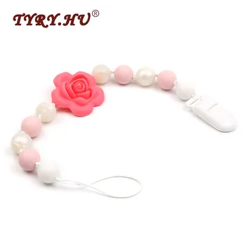 

TYRY.HU Handmade Baby Teething Pacifier Chain BPA Free Food Grade DIY Silicone Beads With Flower Teether Made Baby Can Be Chewed