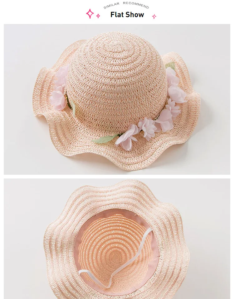DB10479 dave bella/Летняя светло-розовая шляпа для маленьких девочек; детская модная соломенная шляпа с цветами