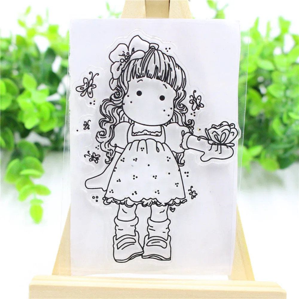 Cute beautiful Girl Clear Transparent Stamps Metal Cutting Dies