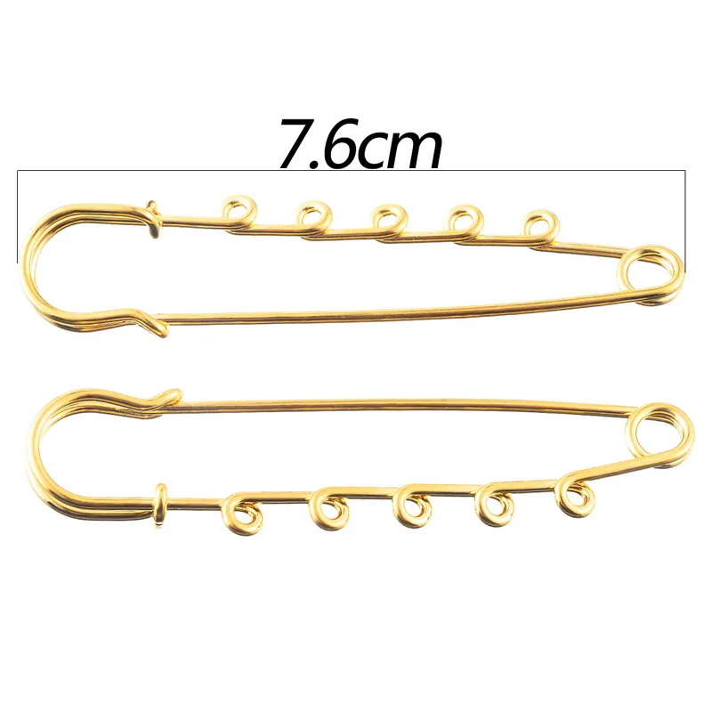 8PCs Twisted Brooch Pins With 5 Holes DIY Brooch Fit Charms& Chain Bronze Silver Gold Kids baby Jewelry Accessories 7.6cm