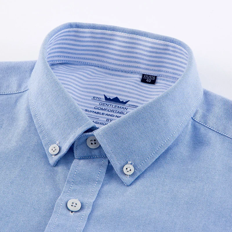 LANGMENG 2018 New Arrival Long Sleeve Shirt Men Pure Cotton Social Oxford Mens Shirt Dress Shirt Male Striped Casual Shirts 