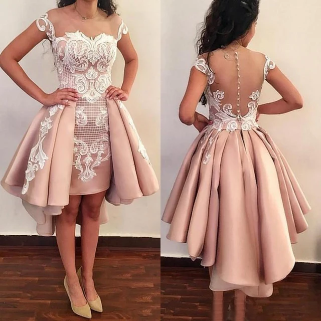 Фото кружевные платья для выпускного розовые короткие длиной до колена цена