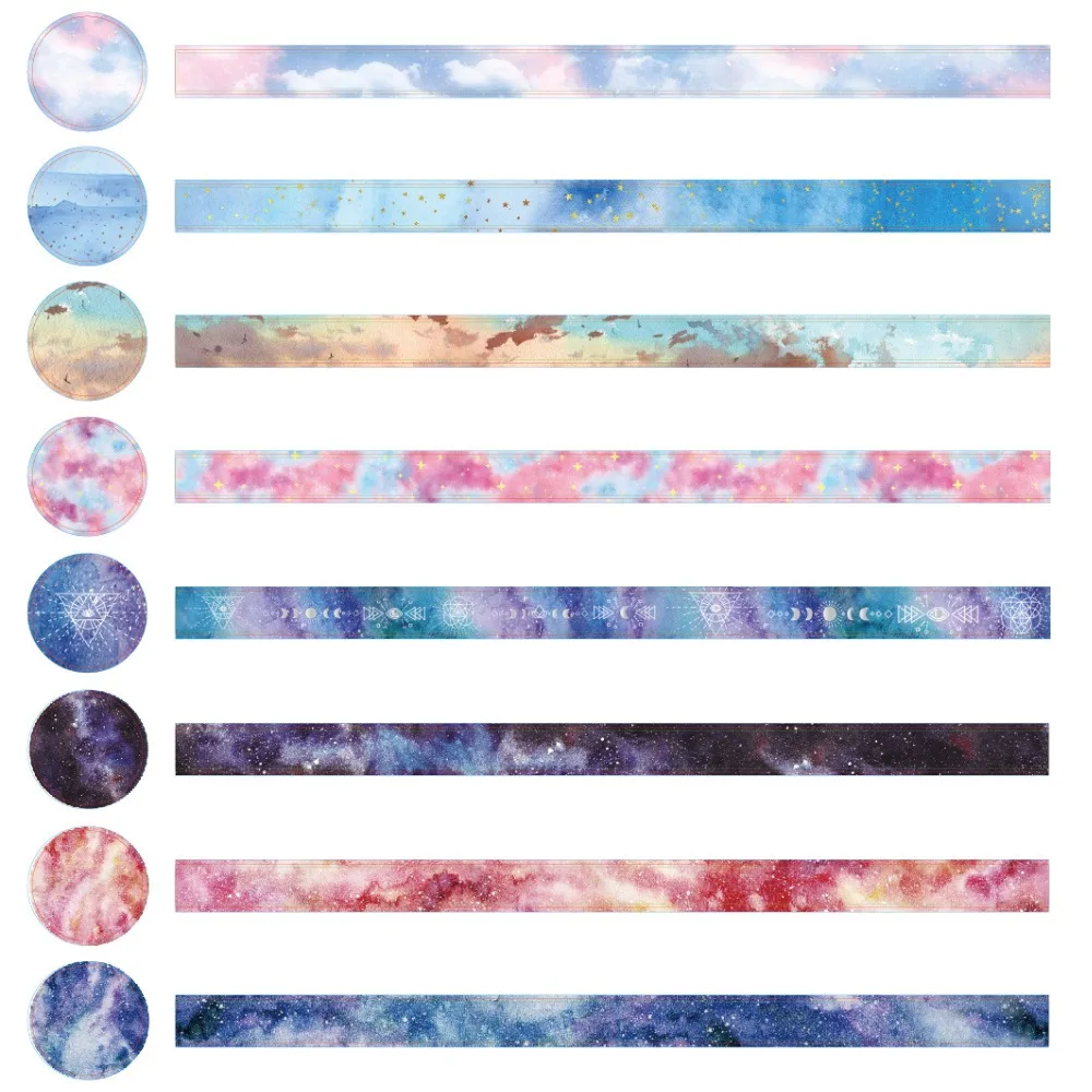 

8 pcs Starry sky space washi tape Galaxy stars masking tapes Decoration stickers scrapbooking ablum frame diary Stationery EJ013