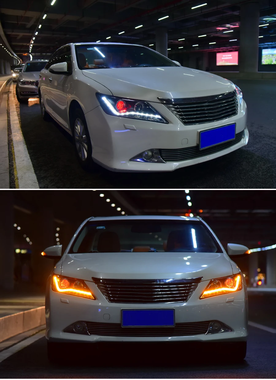 Сборки фар для Toyota Camry 2012 2013 светодиодный дневного света светодиодный последовательный сигнал поворота red devil глаза