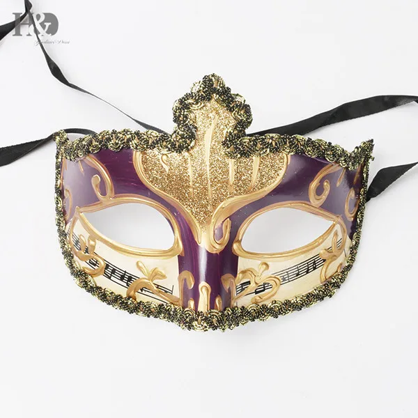 H& D Маскарад представление Половина маска Венеция маска на Хеллоуин и Рождество вечерние мяч маска(золотой микс синий - Цвет: Purple