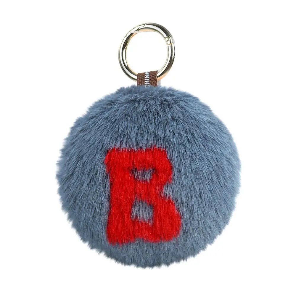 Imitation Otter Rabbit Heart-Shaped Plush Ball Letter Keychain Alloy Material Pendant Accessories Wholesale#4JY10