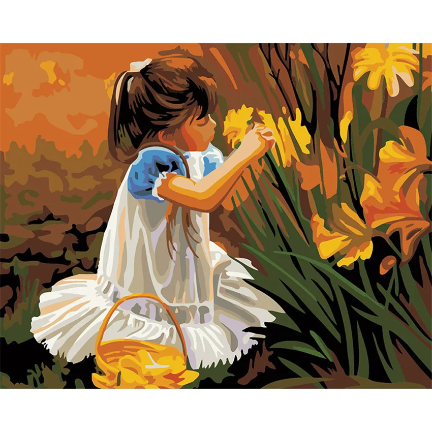 DIY Digital Painting By Numbers Package Flower girl oil painting mural