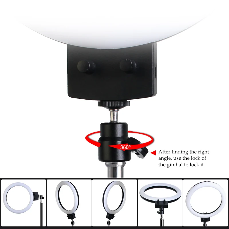 Светодиодный кольцевой светильник для селфи с регулируемой яркостью 3500-5500 k, заполняющий кольцевой светильник для фотостудии, видео в реальном времени с держателем для телефона и штативом