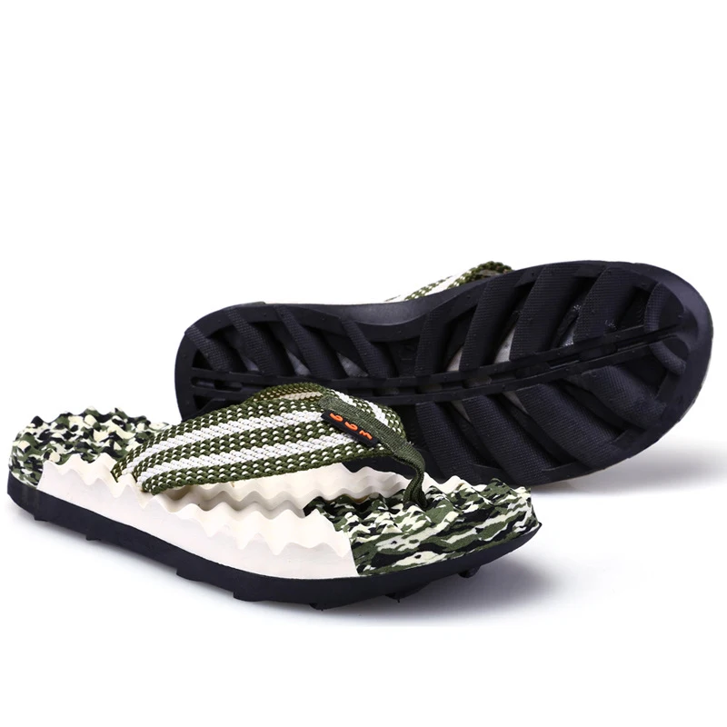 

Men'S Slippers 2019 New Summer Sandals Plus Size 39-45 Flat Massage Slippers Man Camouflage Pinch Flip Flops Casual Beach Shoes