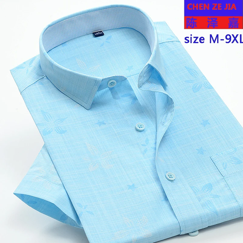 

new arrival fashion Men Short Sleeve Summer super Large Casual Dress Shirts Floral cotton plus size M-3XL4XL5XL6XL7XL8XL9XL10XL