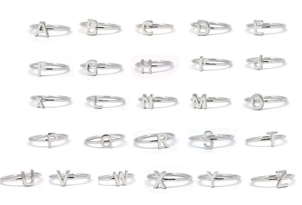 

Solid 925 Sterling Silver Letter Initial Stackable Ring,Capital Letter Ring