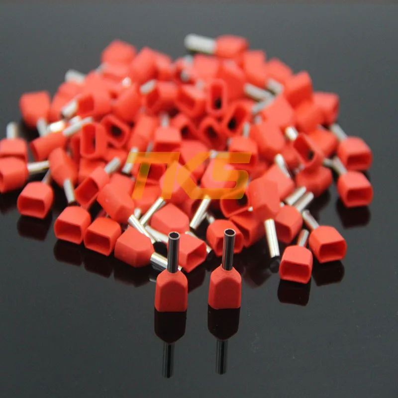 

TE7508 TE7510 TE7512 Wire Ferrules Sleeve Double Cord End Terminal Copper Insulated Crimp Splice Terminal For 2 X 0.75mm2 100PCS