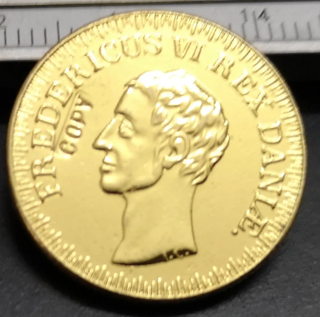 1828 Дания 1 позолоченная копировальная монета Фредерик 22K (тип 2) | Дом и сад