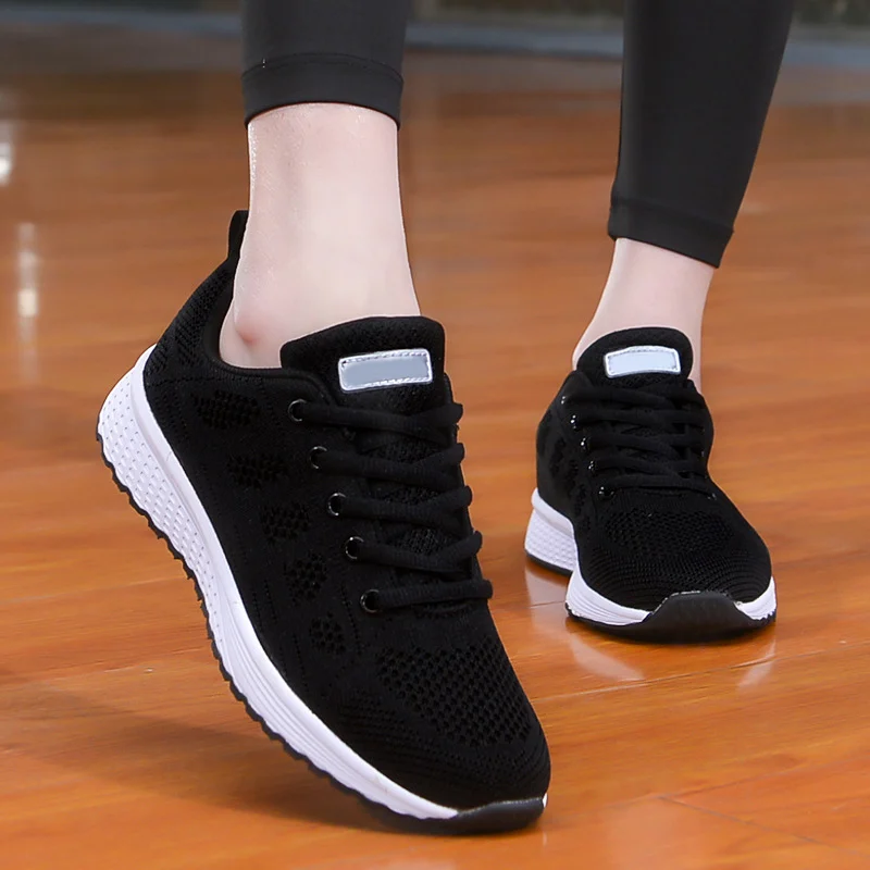 

Women Casual Vulcanize Shoes Fashion Mesh Breathable Female Sporty Walking Lace Up Flat Shoes Spring Autumn Women Tennis Shoes