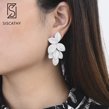 SisCathy 2019 New Fashion Jewelry Luxury AAA Cubic Zirconia Big Leaves Earrings For Women Trendy Dubai Dangle Drop Earrings SisCathy 2019 New Fashion Jewelry Luxury AAA Cubic Zirconia Big Leaves Earrings For Women Trendy Dubai Dangle Drop Earrings